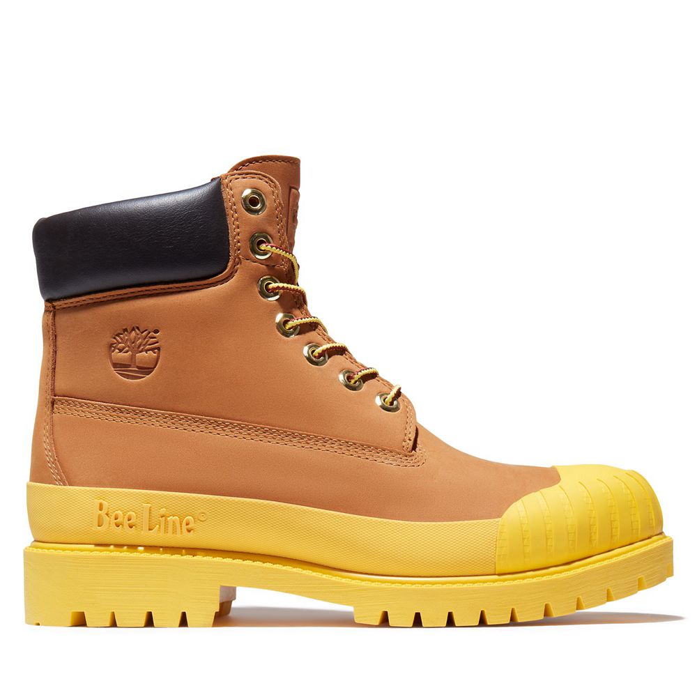 Bototos Timberland Hombre 6-Inch Bee Line X Waterproof Rubber Toe Marrones/Amarillo - Chile QHP-6128